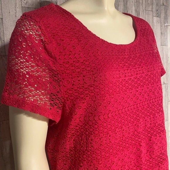 Pink Blouse with Detailed Overlay  Size Large - Picture 2 of 4